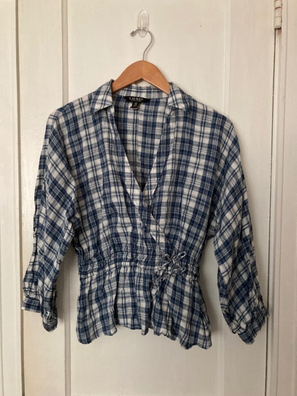 Lauren Ralph Lauren Plaid Drawstring Waist Top